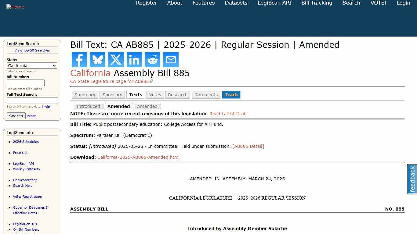 Bill Text: CA AB885 2025-2026 Regular Session Amended LegiScan