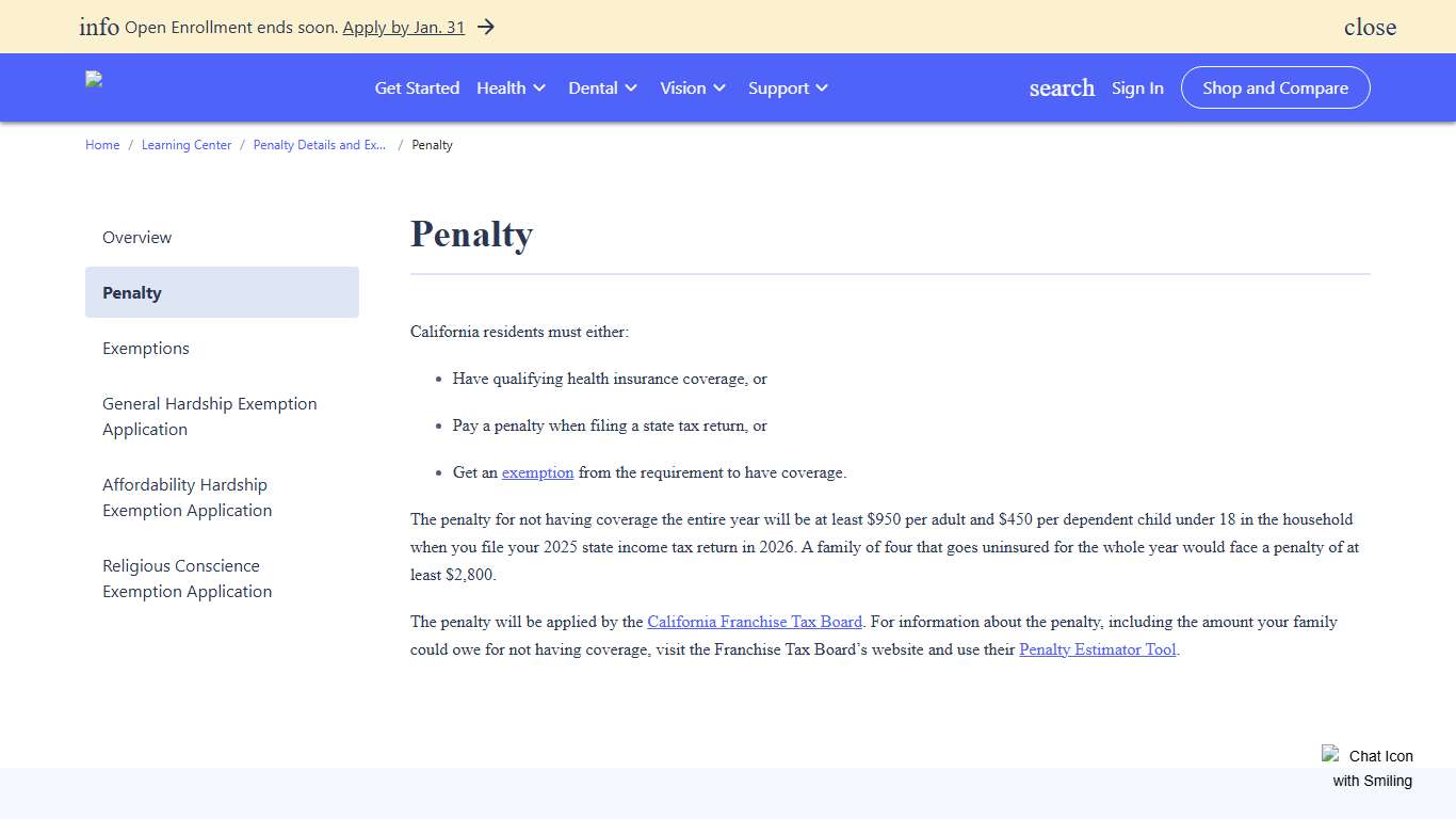 Penalty Covered California™
