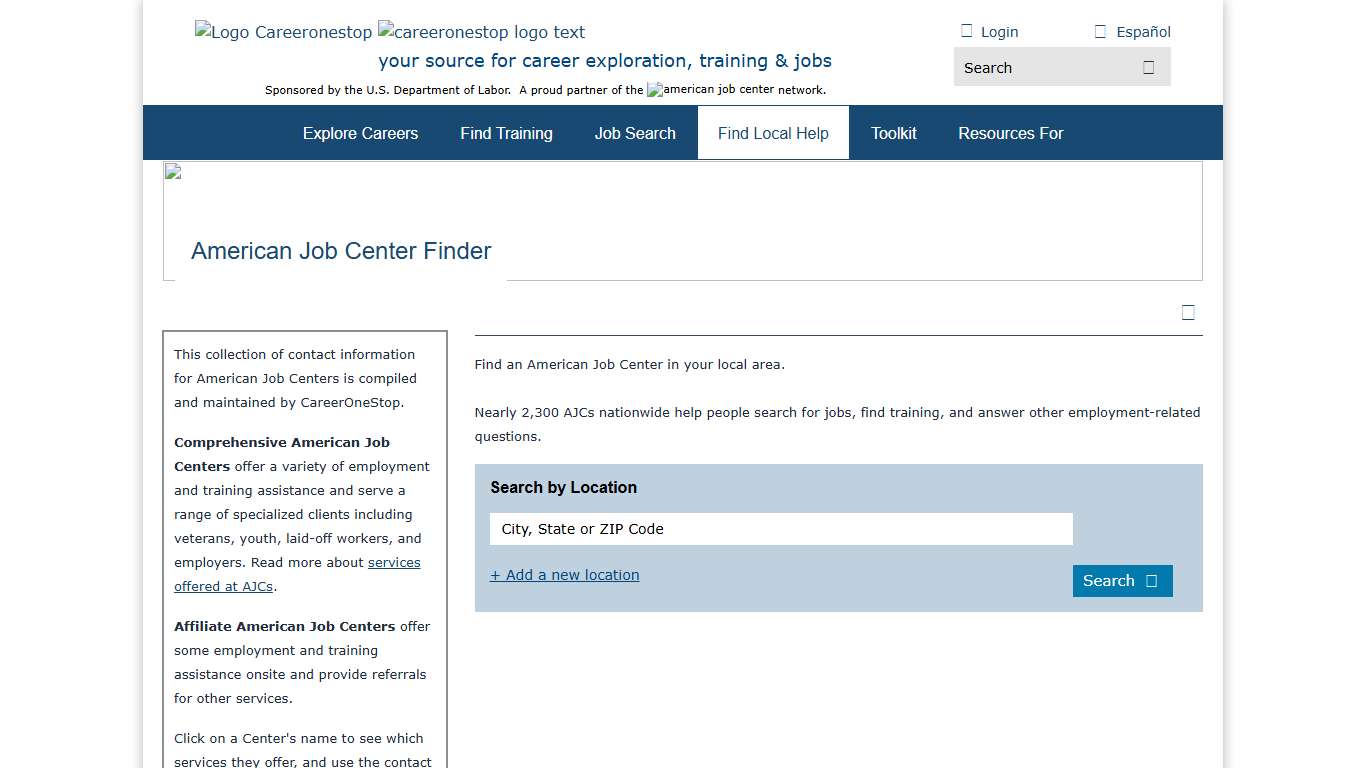 American Job Center Finder CareerOneStop